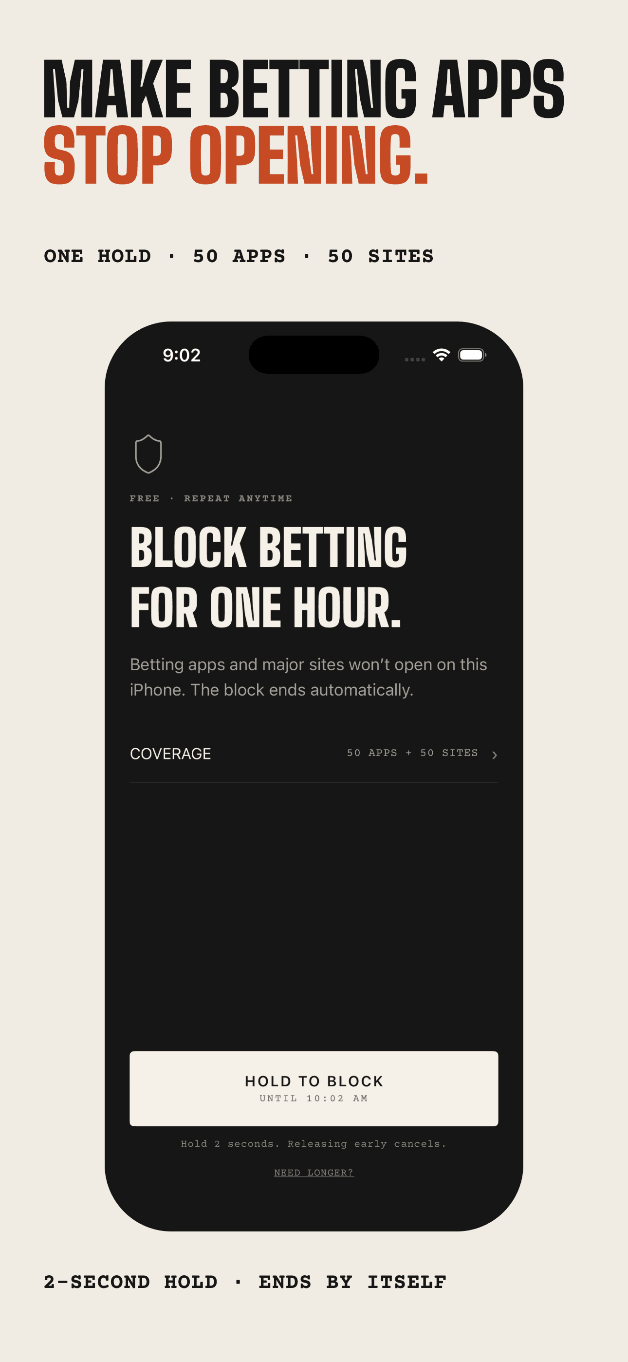 Untilt App Store screenshot: First block.