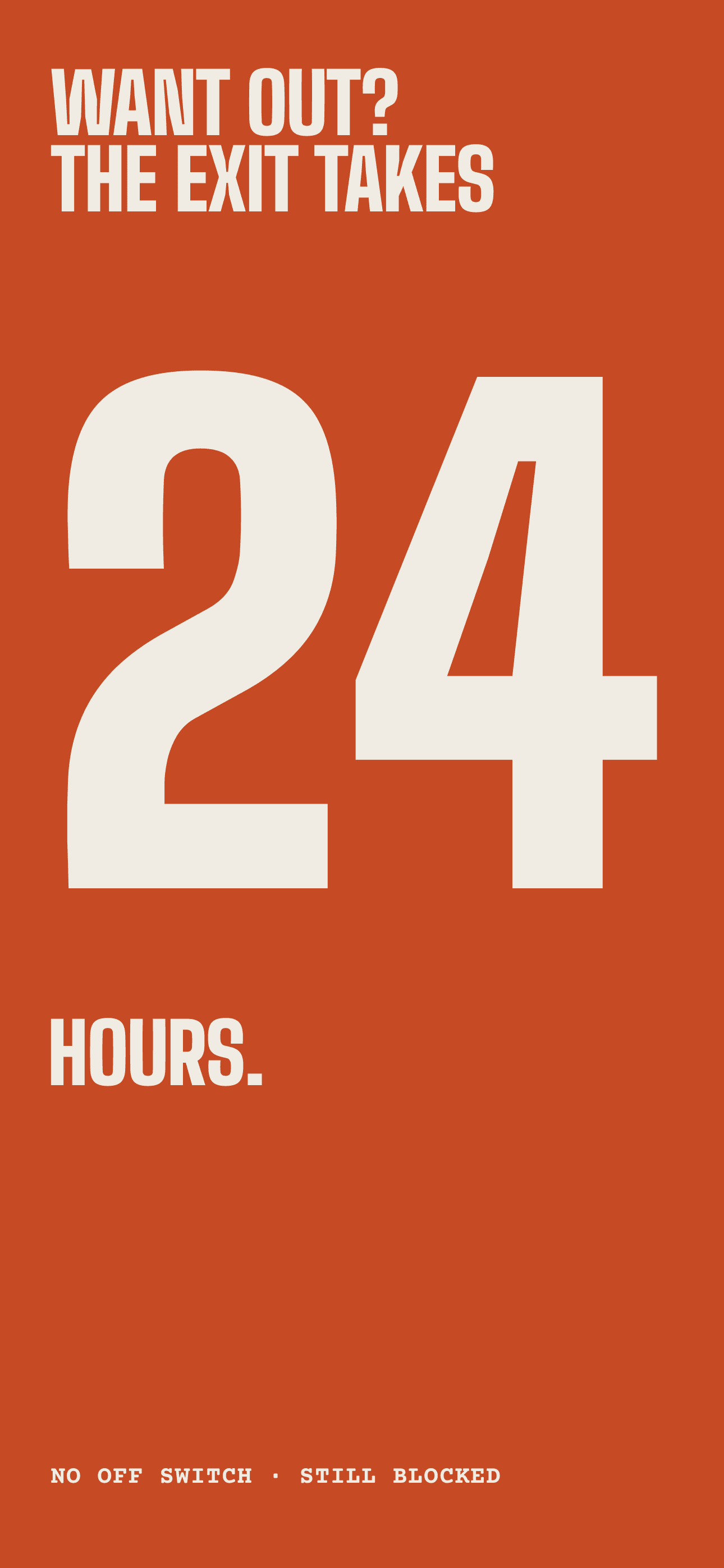 Untilt App Store screenshot: 24-hour exit.
